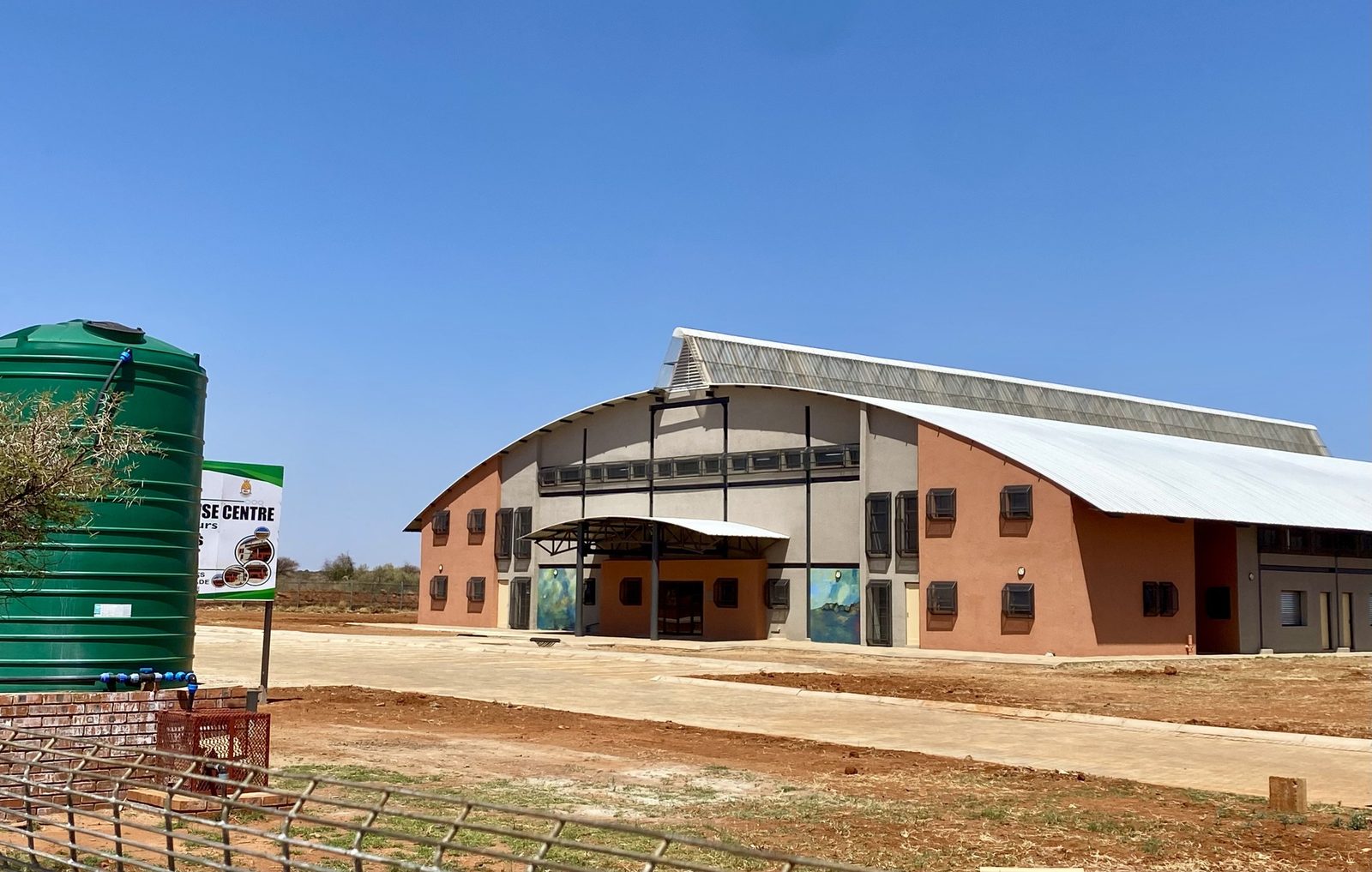 Completed community facility with water storage tank